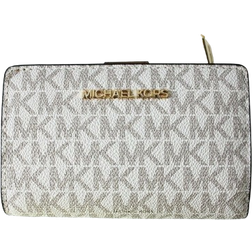 Michael Kors Jet Set Travel Saffiano Leather Bifold Zip Coin Wallet - Vanilla