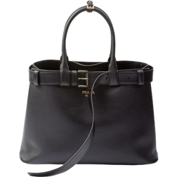 Prada Grain Leather Top-Handle Buckle Bag - Black