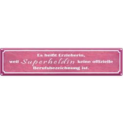 Vianmo Educator Superhero Pink Décoration Murale 46x10cm