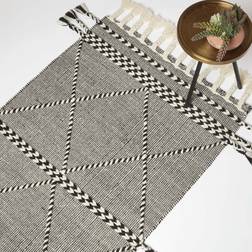Homescapes Edessa & White Kilim Wool Black