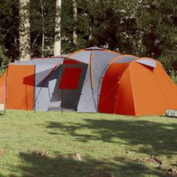 vidaXL Campingtält 12 Personer grå & orange 840x720x200 cm 185T taft