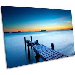 Highland Dunes Sunset Jetty Pier Seascape Lake Blue Wall Decor 45.7x30.5cm