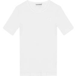 Ganni Soft Cotton Rib Short Sleeve Tshir Dam Kortärmade T-shirts