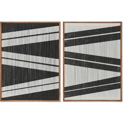 Home ESPRIT Stripes White/ Black Bild 60x60cm 2Stk.