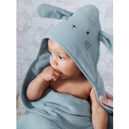 Vertbaudet Bath Cape Mitt Organic Cotton Gauze Blue Medium