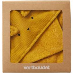 Vertbaudet Bath Cape Mitt Organic Cotton Gauze Yellow Print