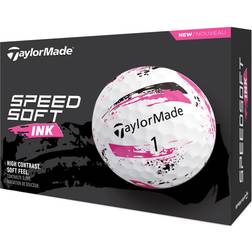 TaylorMade 2024 SpeedSoft Ink Golf Balls, White/Pink