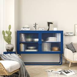 Bed Bath & Beyond Stylish Tempered 2 Fluted Blue Glass Cabinet 47.2x13.6"