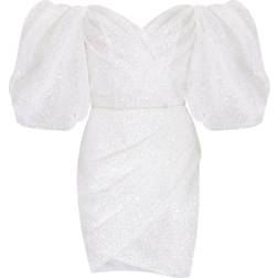 Milla White Cute mini dress with doll sleeves