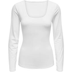 Only Lea Square Neck Rib Top - Bright White