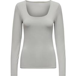 Only Lea Square Neck Rib Top - Harbor Mist