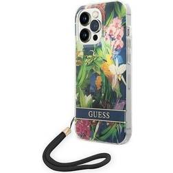 Guess GUOHCP14LHFLSB iPhone 14 Pro 6,1 niebieski/blue hardcase Flower Strap