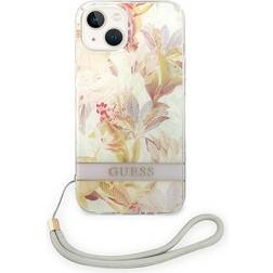 Guess Flower Cord Case for iPhone 14 Plus (Purple)