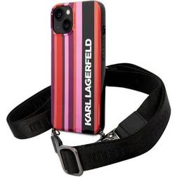 Karl Lagerfeld Color Stripes Strap Case for iPhone 14 (Pink)