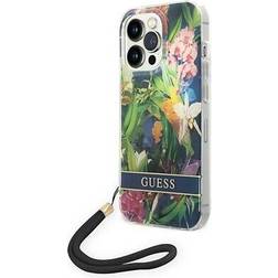 Guess Flower Cord Case for iPhone 14 Pro Max (Blue)