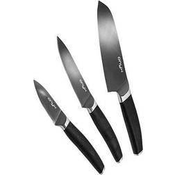 ONYX Cookware Keramik-Stål-Hybrid 3-dele Santoku-Universal-Urte Knivsæt