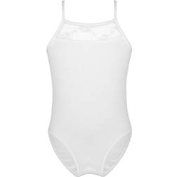 Kid's Lace Back Ballet Leotard - White