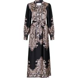 Neo Noir Nova Paisley Border Dress - Black