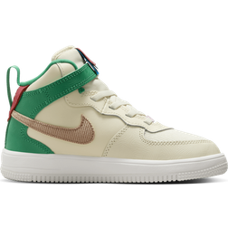 Nike Force 1 Mid SE EasyOn PSV - Coconut Milk/Pink Rise/Stadium Green/Hemp