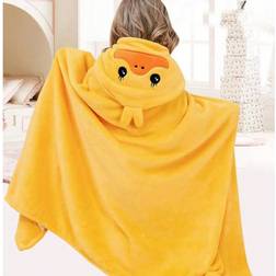 Shein 1pc Cartoon Hooded Toddler Bath Towel, Baby Bathrobe, Perfect For Bathroom, Bedroom, Beach Or Home Use