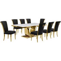 Best Quality Furniture Ada Black Dining Set 78x42" 9