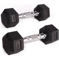 Phoenix Rubber & Cast Iron Hexagonal Dumbbell Hand Weights at Home & Gym PAIR Choice of Weight: 2.5kg 25kg