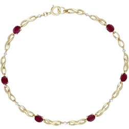 Gemondo Classic Style Infinity Bracelet - Gold/Ruby/Diamond