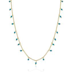 Spero London Beaded Chain Necklace - Gold/Turquoise