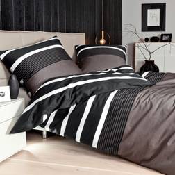 Janine Modern Horizontal Elegant Duvet Cover Brown, Black (200x135cm)