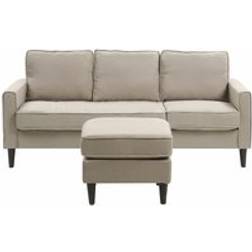 Beliani Fabric With Ottoman Beige Avesta Sofa