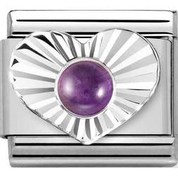 Nomination Composable Classic Link Heart Charm - Silver/Amethyst