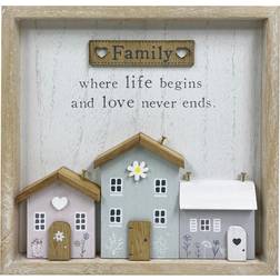 Family Sentiment Pastel House Sign White Wall Decor 20x20cm