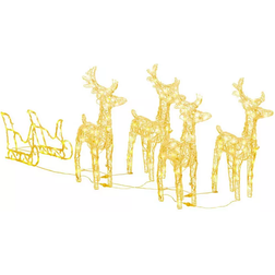vidaXL Reindeers & Sleigh White Jullampa 55.1cm 5st