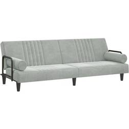 vidaXL Sofa Bed With Armrests Light Grey Sofa 205cm 2 Seater