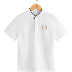 Shein Boys Antler Embroidery Button Half Placket Polo Shirt