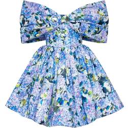 Milla Blue Hydrangea bow-detailed mini dress