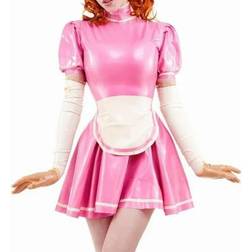 MesKeL Sexy French Maid Latex Dress with Trims At Apron