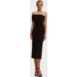 Milla Black Classy midi dress with open neckline