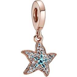 Pandora Sparkling Starfish Dangle Charm - Rose Gold/Green/Blue