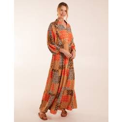 Blue Vanilla Abstract Pattern Maxi Dress ORANGE