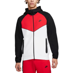 Nike Men's Sportswear Tech Fleece Windrunner Full Zip Hoodie - White/Black/University Red