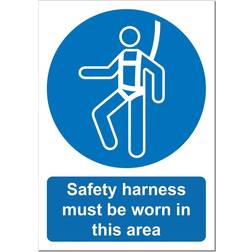 Mandatory Sign Safety Harness Worn in This Area Vinyl 20x15cm