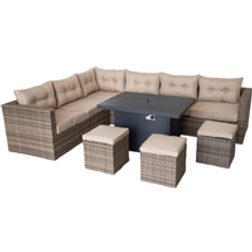 Furniture One Rattan Fire Pit Outdoor Lounge Set
