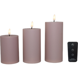 Cozzy Utomhus Blockljus 3D Flamma Rosa 3 Pack LED-ljus