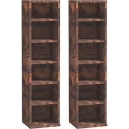 Homcom CD Media Display Unit Rustic Brown Shelving System 21x88.5cm