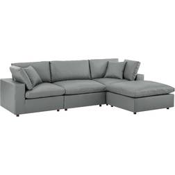 modway Commix Gray Vegan Leather Sofa 119" 4 Seater