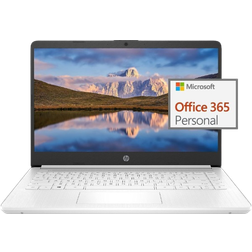 HP Newest 14" Ultral Light Laptop for Students and Business, Intel Quad-Core N4120, 16GB RAM, 128GB Storage(64GB eMMC+64GB Ghost Manta SD), 1 Year Office 365, Webcam, HDMI, WiFi, USB-A&C, Win 11 S