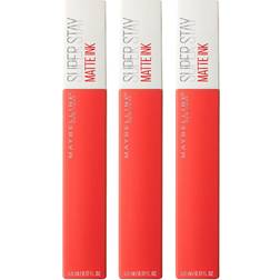 Maybelline Super Stay Matte Ink Liquid Lipstick #25 Heroine 3-pack