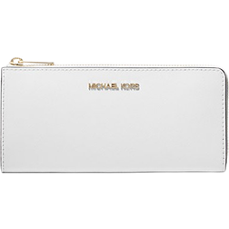 Michael Kors Jet Set Travel Large Saffiano Leather Quarter-Zip Wallet - Optic White