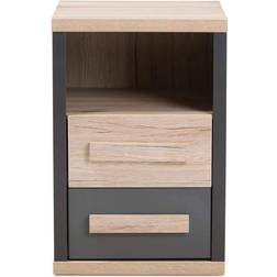 Baxton Studio Pandora Brushed Oak & Grey Bedside Table 15.8x15.8"